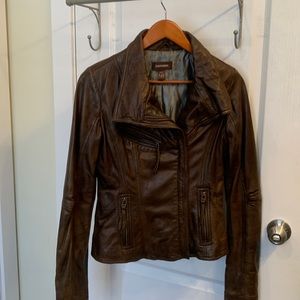 Womens Daniel XSm brown lambskin moto style jacket